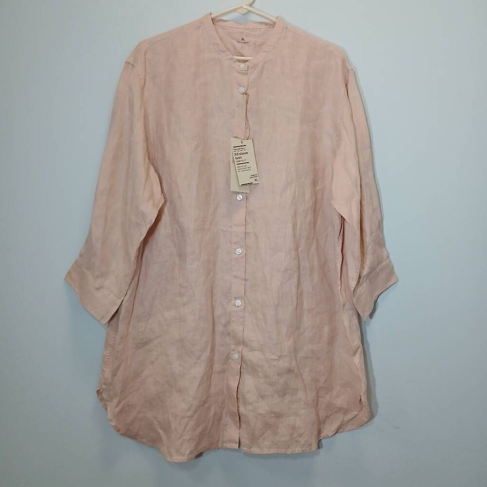 Muji womens xl button down 100% true hemp shirt oversized minimalist top